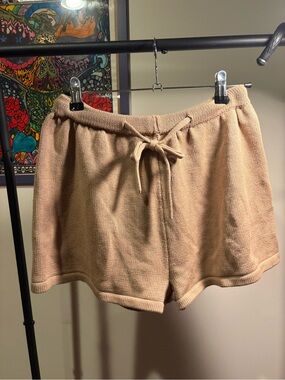 Cozy Knit Drawstring Women’s Shorts - Tan